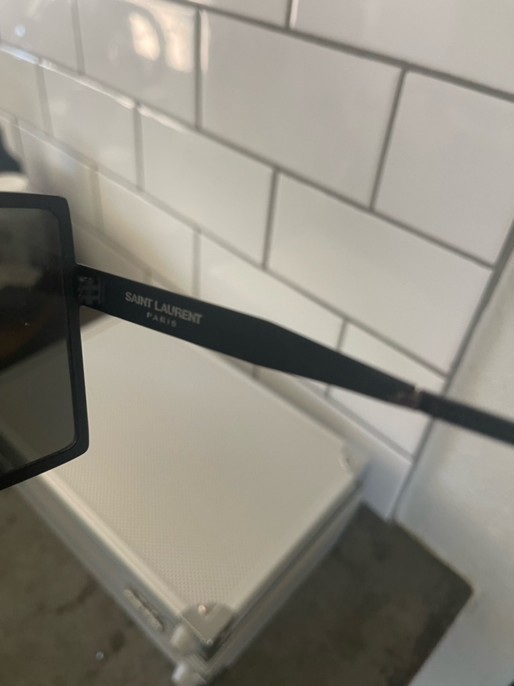 Saint Laurent Oversized Square Black Shield Sunglasses - Picture 3 of 7